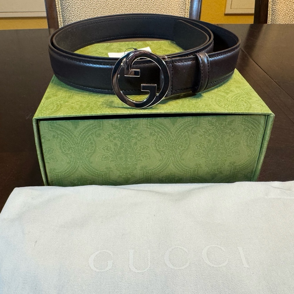 New Gucci GG Logo Buckle Brown Belt Size 48 / 120 cm Fits a Waist 44 - 48